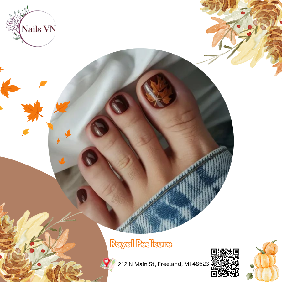 Thanksgiving Travel Nails: Beautiful Throughout Your Journey - Gel Deluxe Pedicure - Premium Pedicure - Royal Pedicure